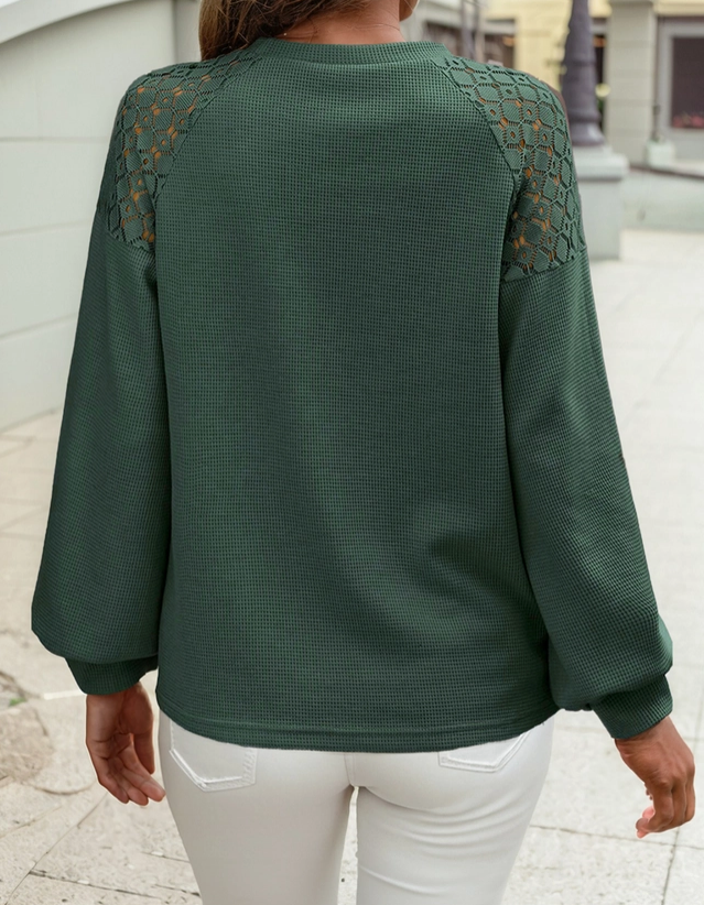 Lace Long Sleeve Textured Top