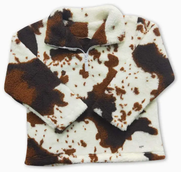Cow Print Half Zip Pullover