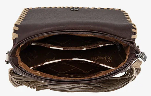 Wrangler Cow Print Fringe Crossbody Bag