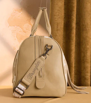 Wrangler Cow Print Fringe Weekender Bag