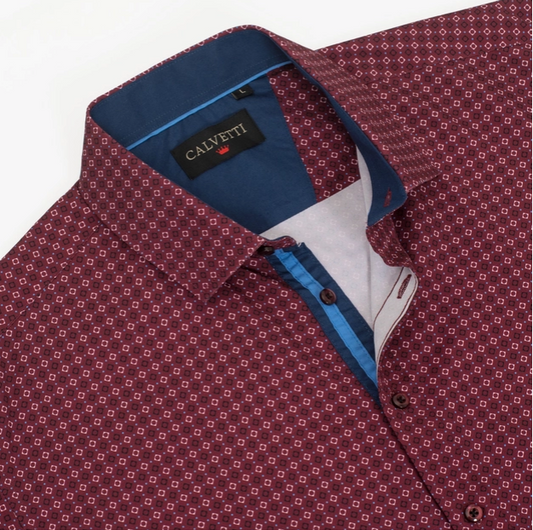 Long Sleeve Printed Casual Button-Down Shirt