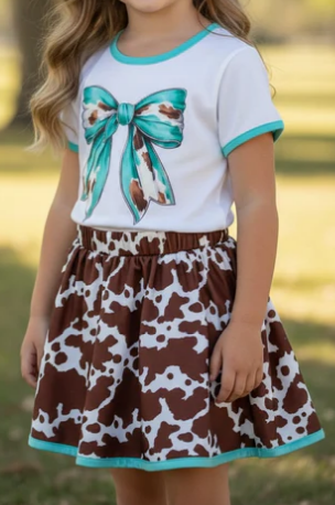 Cow print Bow Top w/Skort