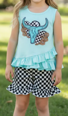 Bull Skull Tank w/Checkered Shorts