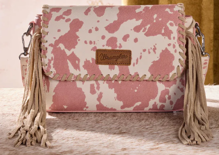 Wrangler Cow Print Fringe Crossbody Bag