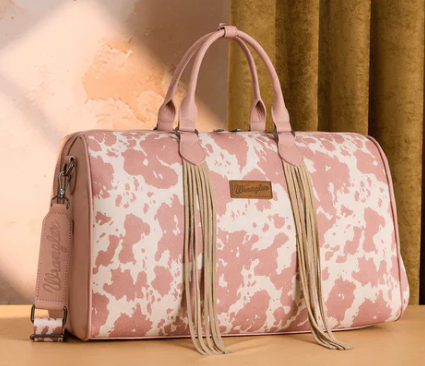Wrangler Cow Print Fringe Weekender Bag