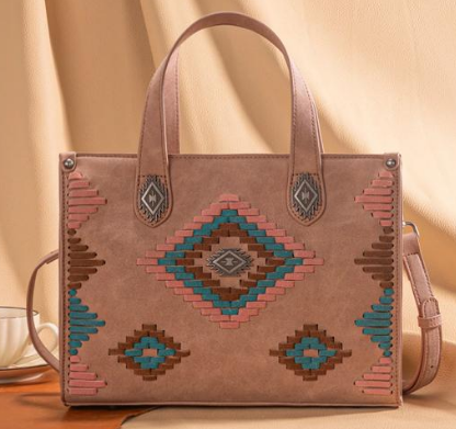 Montana West Aztec Tote Crossbody Bag - Pink